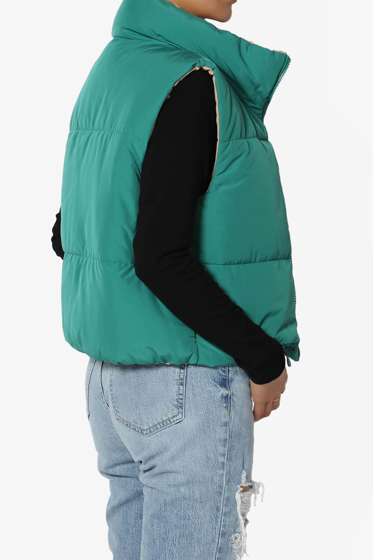 Load image into Gallery viewer, Legaci Reversible Puffer Vest GREEN AND TAN_4
