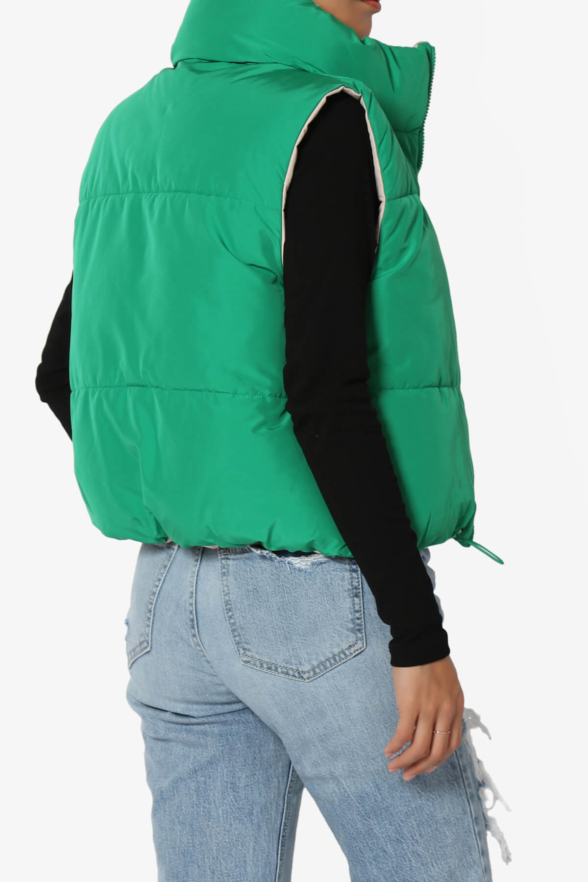 Load image into Gallery viewer, Legaci Reversible Puffer Vest KELLY GREEN AND BEIGE_4
