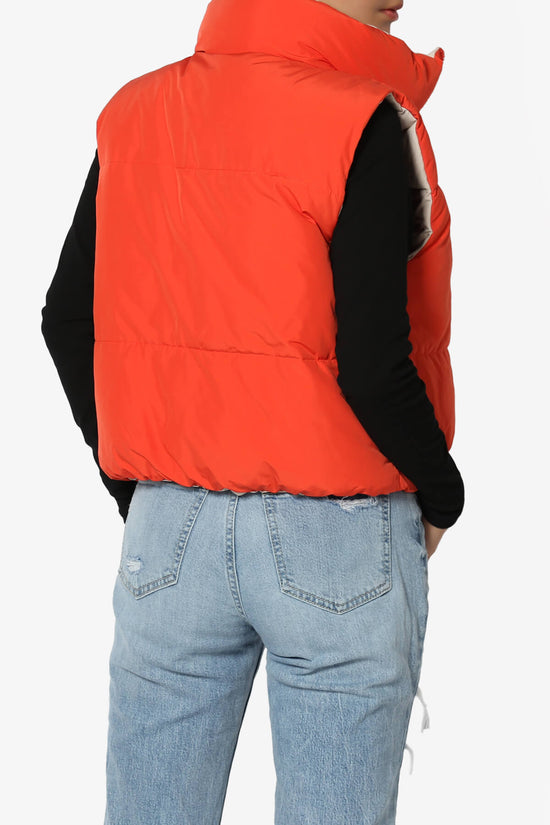 Legaci Reversible Puffer Vest TOMATO AND BEIGE_2