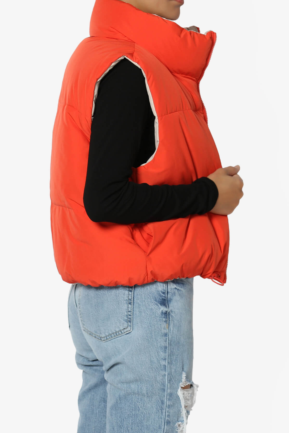 Legaci Reversible Puffer Vest TOMATO AND BEIGE_4