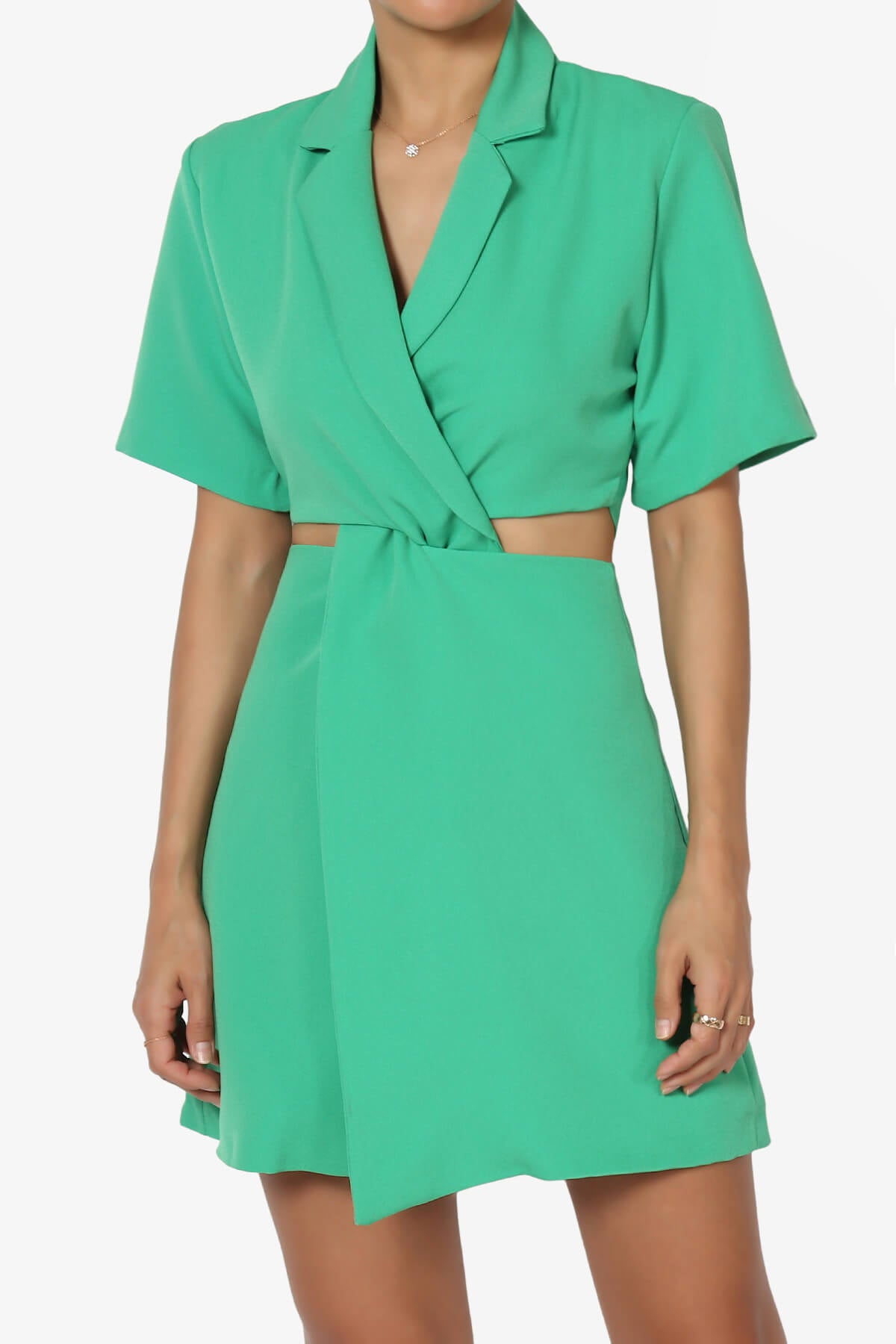 Leticia Twist Cut Out Mini Blazer Dress GREEN_1