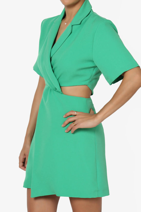 Leticia Twist Cut Out Mini Blazer Dress GREEN_3