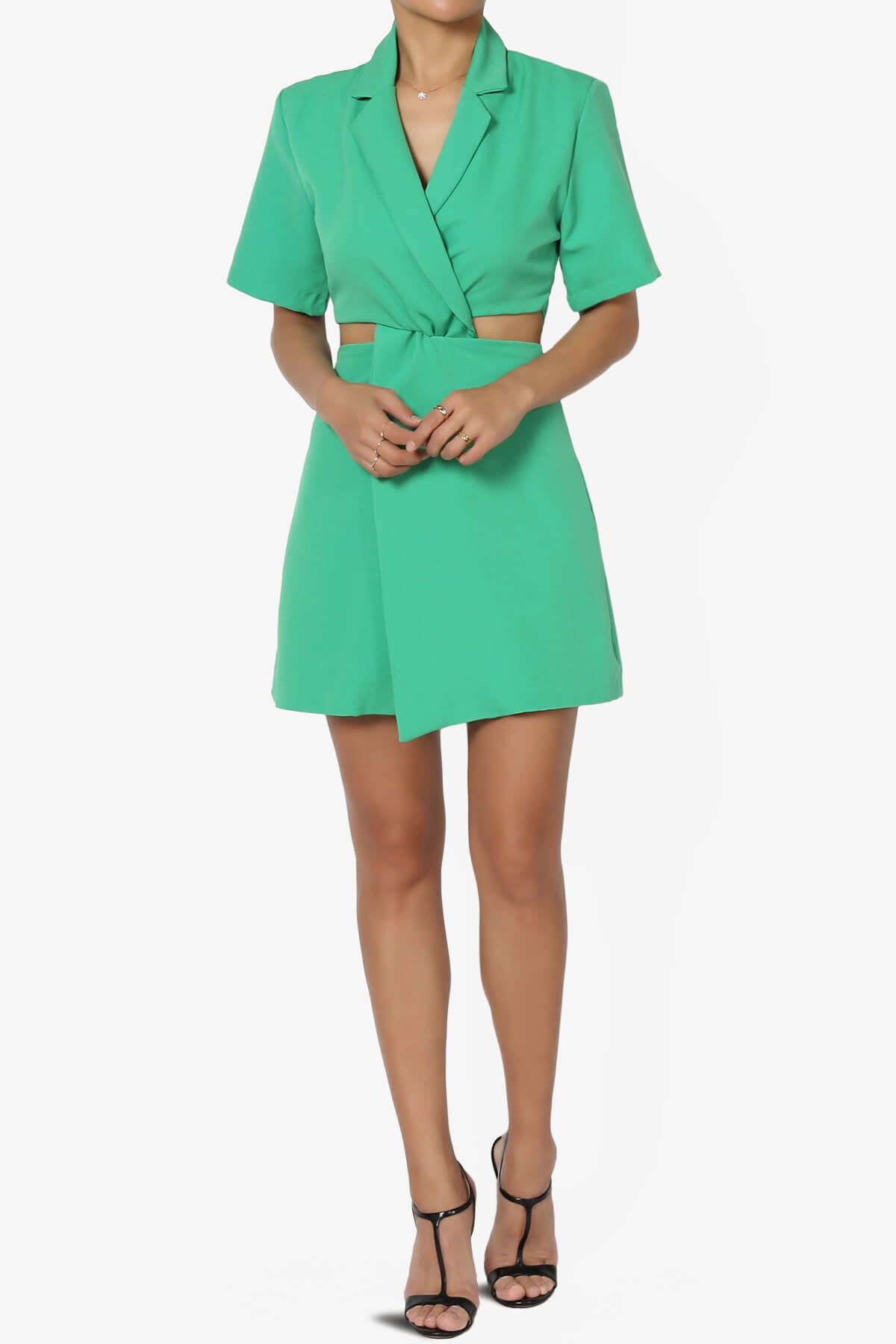 Leticia Twist Cut Out Mini Blazer Dress GREEN_6