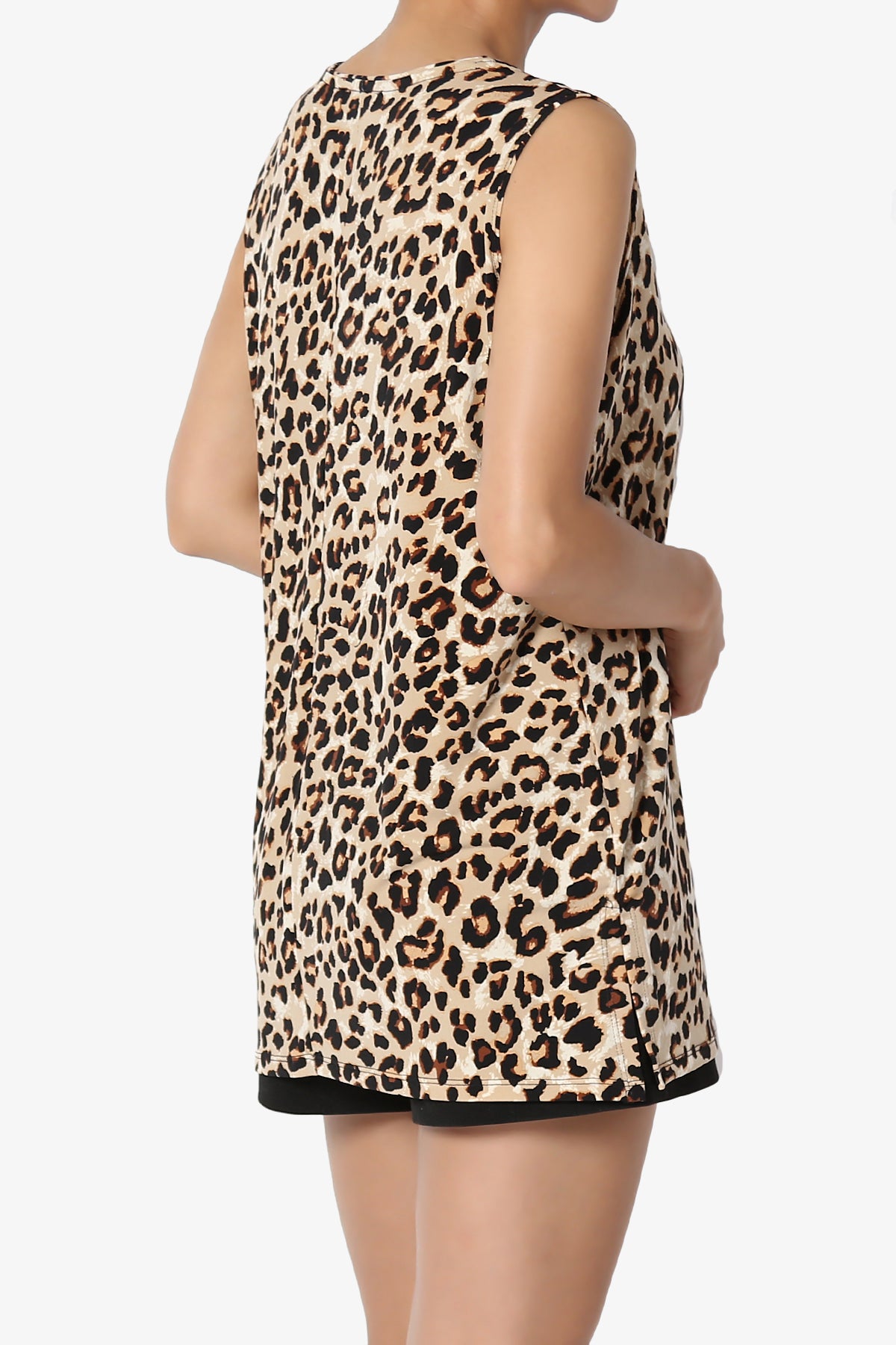 Load image into Gallery viewer, Lilly Cheetah Print Side Slit Fluid Knit Tank Top BROWN_4
