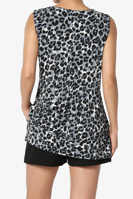 Load image into Gallery viewer, Lilly Cheetah Print Side Slit Fluid Knit Tank Top GREY_2
