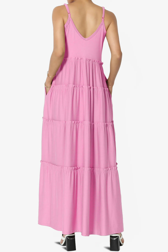 Livvy V-Neck Tiered Cami Maxi Dress CANDY PINK_2