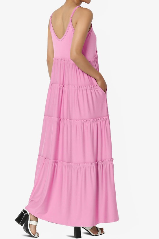 Livvy V-Neck Tiered Cami Maxi Dress CANDY PINK_4