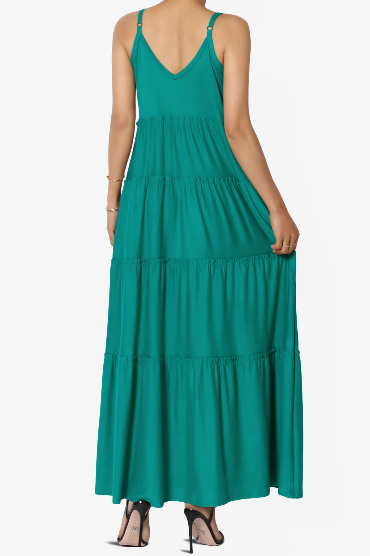 Load image into Gallery viewer, Livvy V-Neck Tiered Cami Maxi Dress LT TEAL_2
