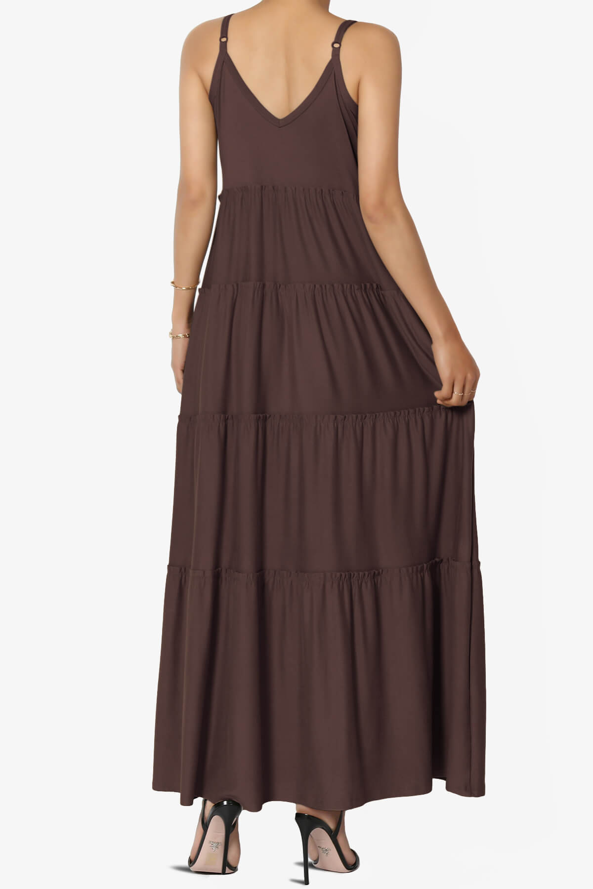 Livvy V-Neck Tiered Cami Maxi Dress MAHOGANY_2