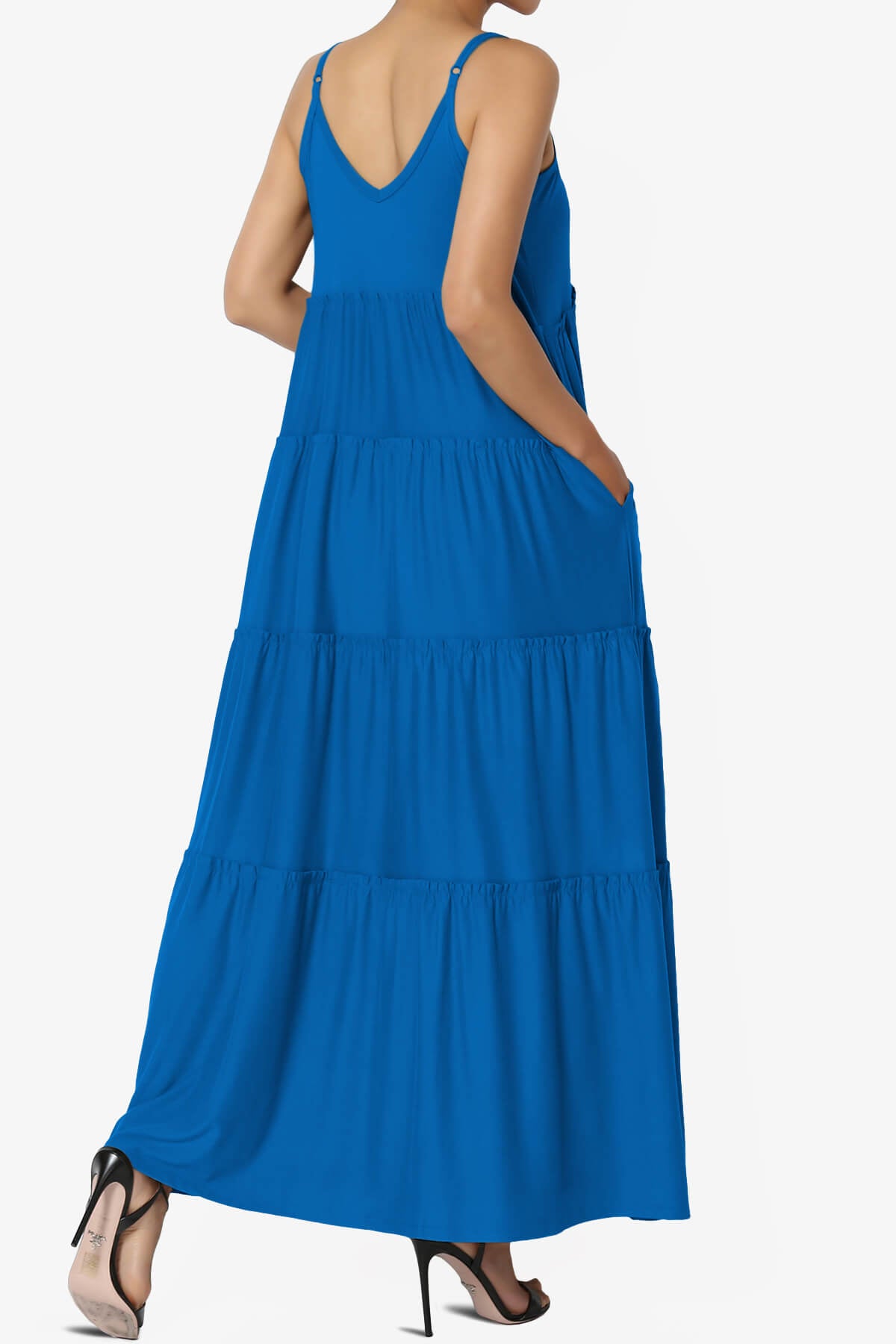Livvy V-Neck Tiered Cami Maxi Dress OCEAN BLUE_4