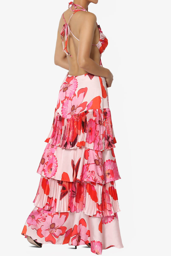 Load image into Gallery viewer, Lucille Floral Open Back Ruffle Maxi Dress PINK_4
