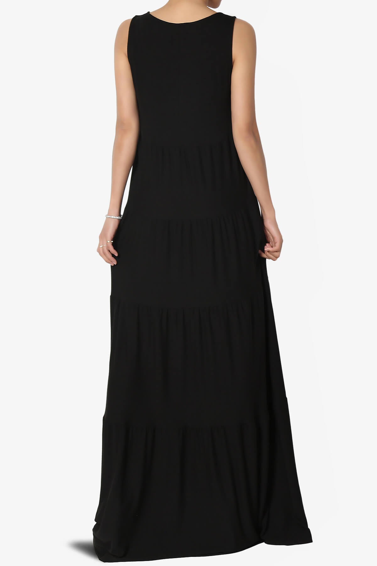 Macie Sleeveless Tiered Long Maxi Dress BLACK_2