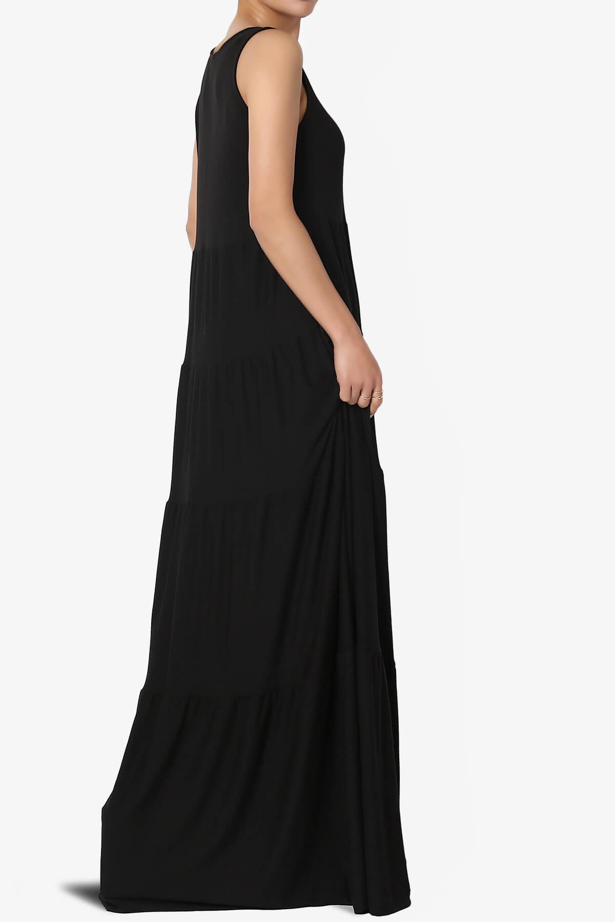 Macie Sleeveless Tiered Long Maxi Dress BLACK_4