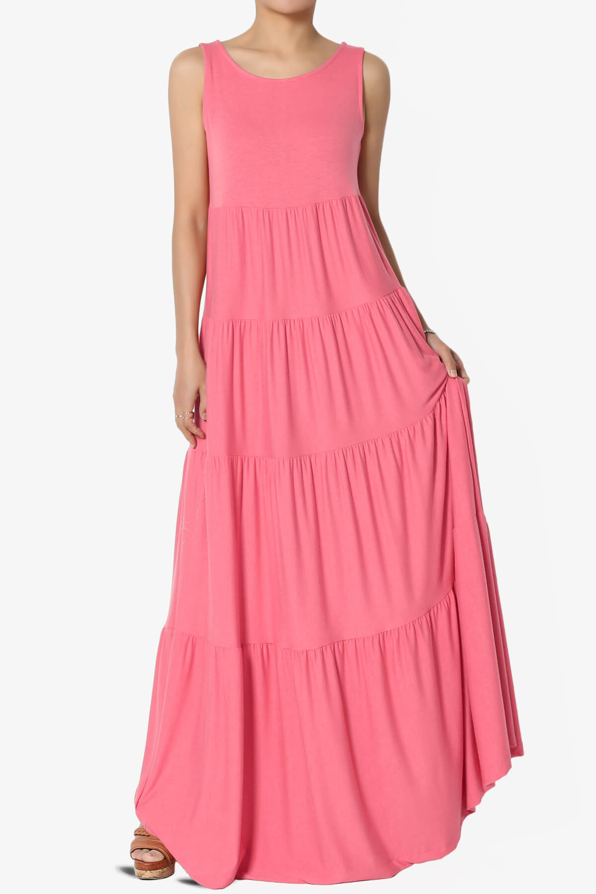 Macie Sleeveless Tiered Long Maxi Dress DESERT ROSE_1