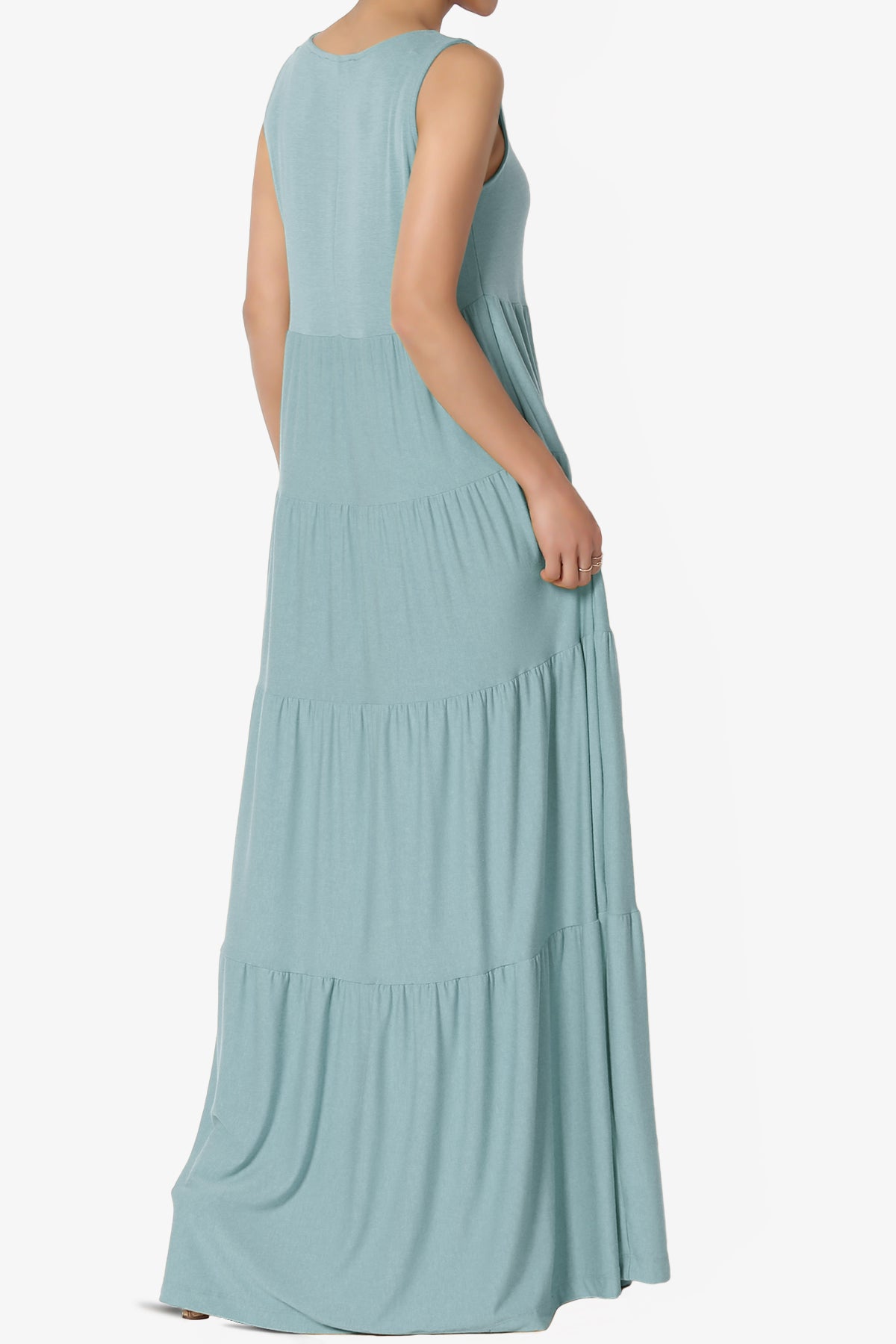 Macie Sleeveless Tiered Long Maxi Dress DUSTY BLUE_4