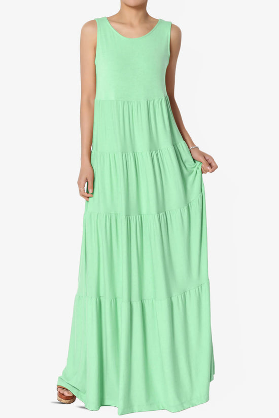 Macie Sleeveless Tiered Long Maxi Dress GREEN MINT_1