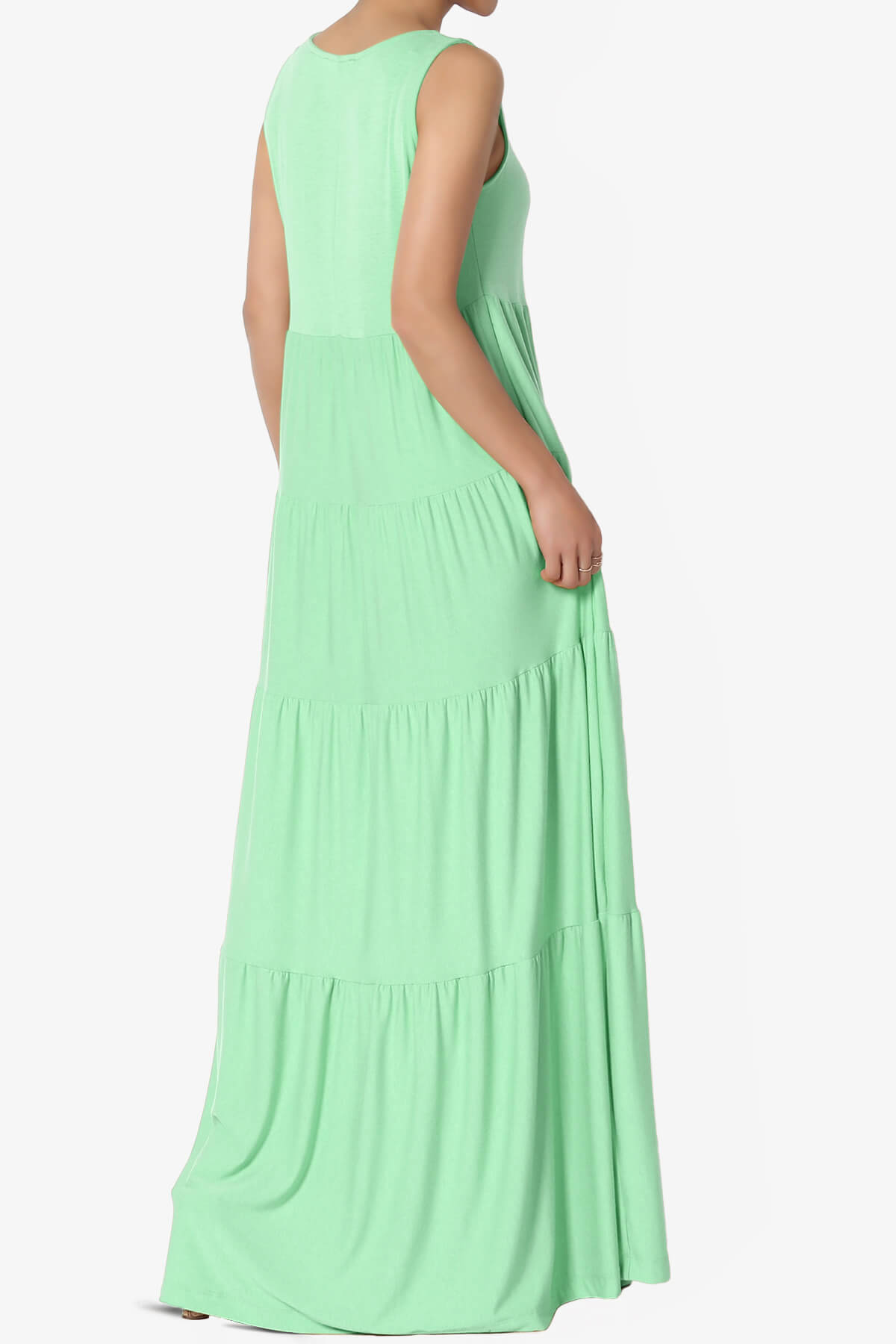 Macie Sleeveless Tiered Long Maxi Dress GREEN MINT_4