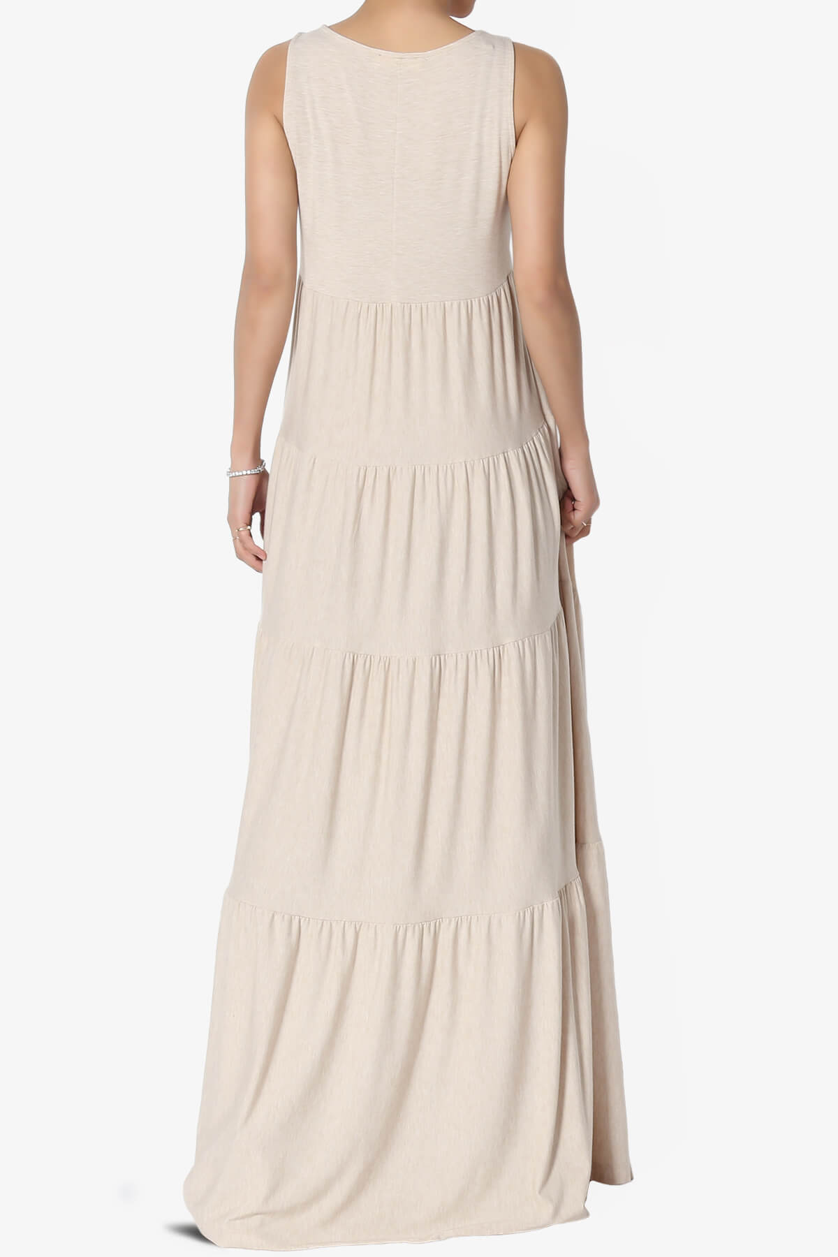 Macie Sleeveless Tiered Long Maxi Dress HEATHER BEIGE_2