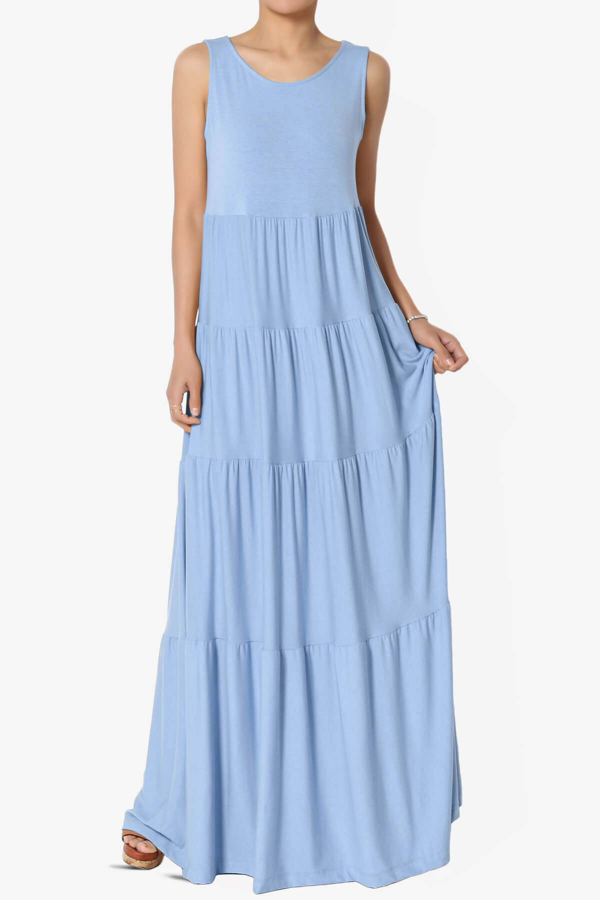 Macie Sleeveless Tiered Long Maxi Dress LIGHT BLUE_1