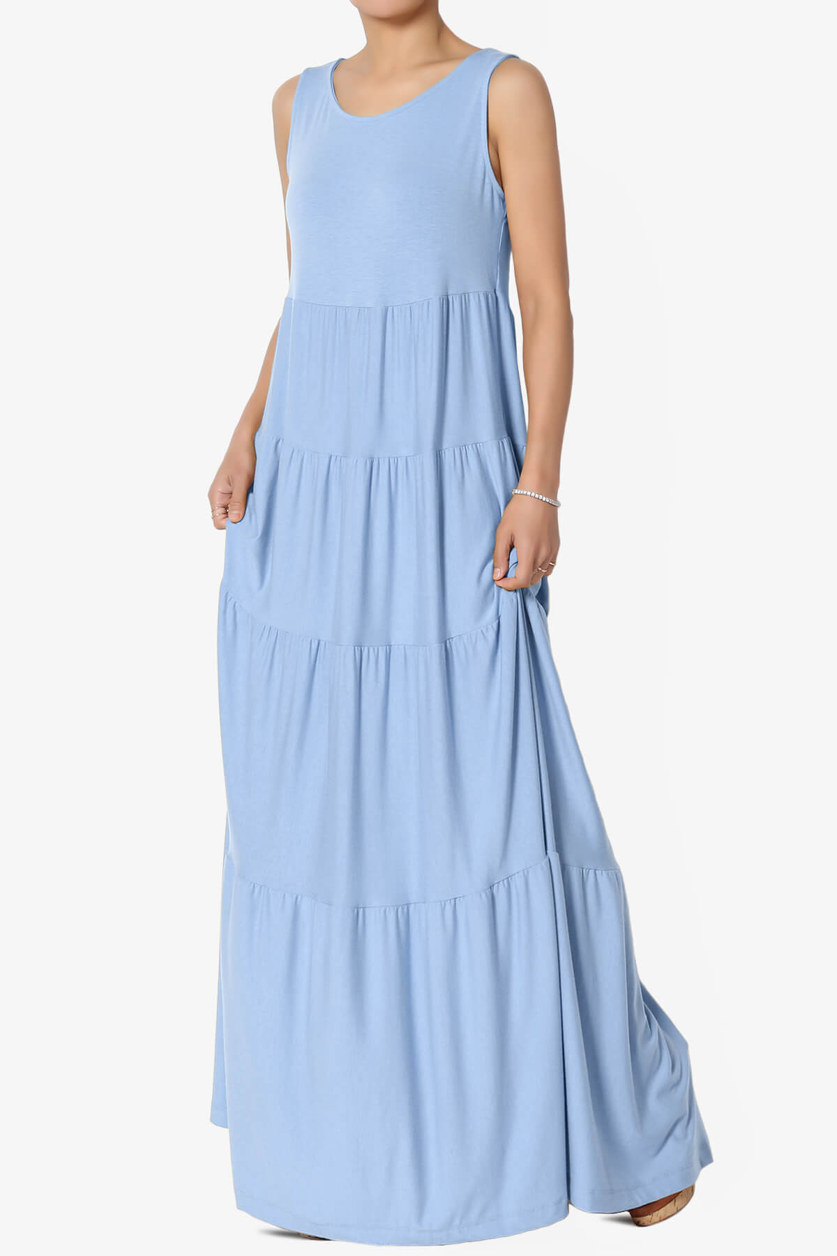 Macie Sleeveless Tiered Long Maxi Dress LIGHT BLUE_3