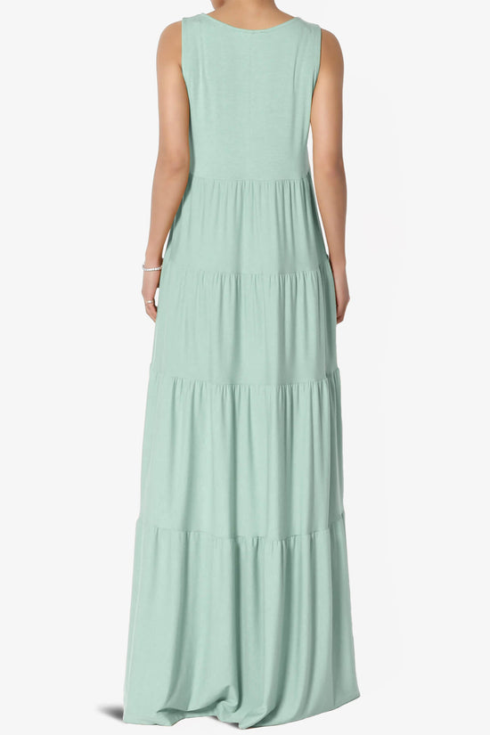 Macie Sleeveless Tiered Long Maxi Dress LIGHT GREEN_2