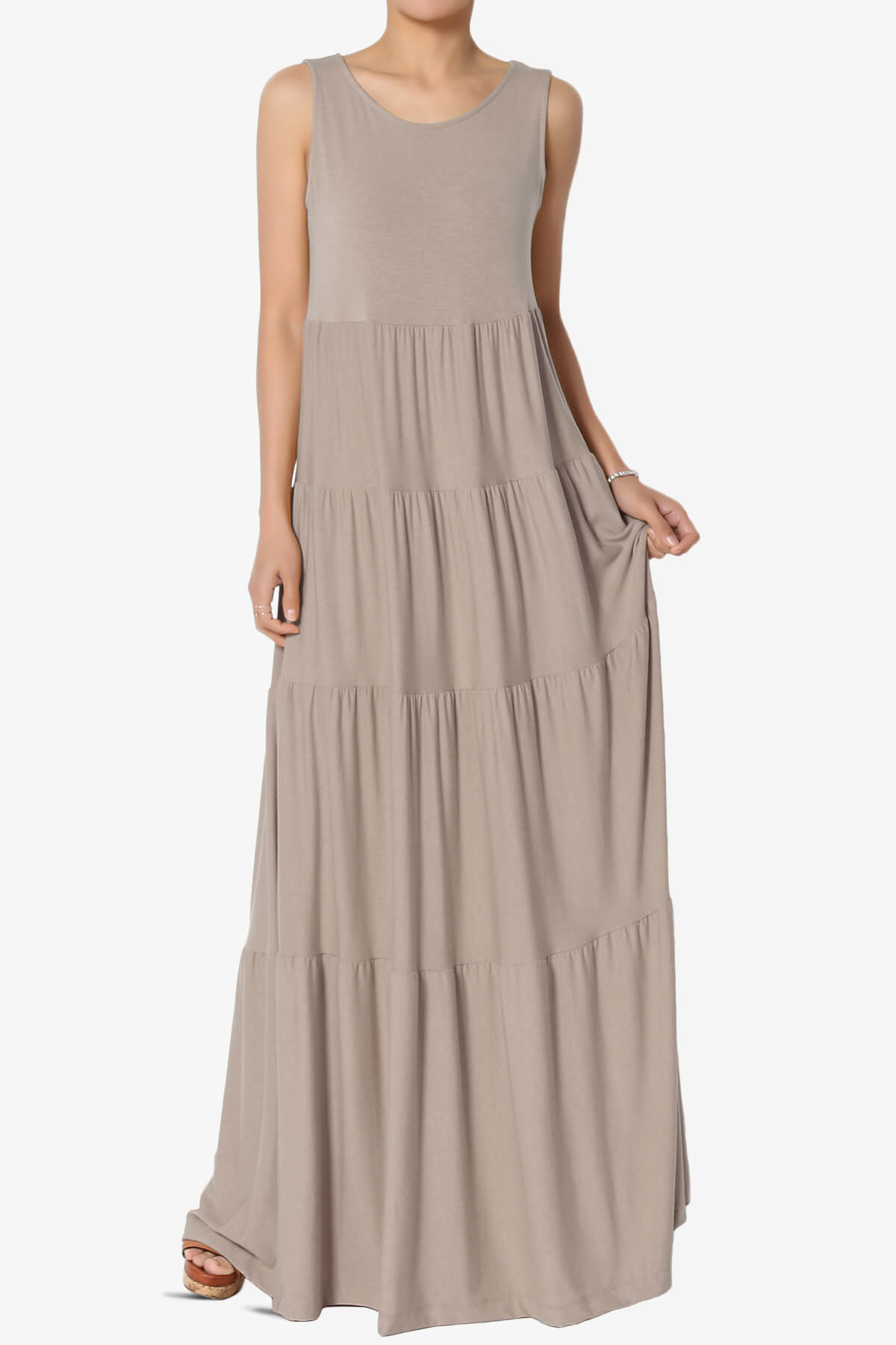 Macie Sleeveless Tiered Long Maxi Dress LIGHT MOCHA_1