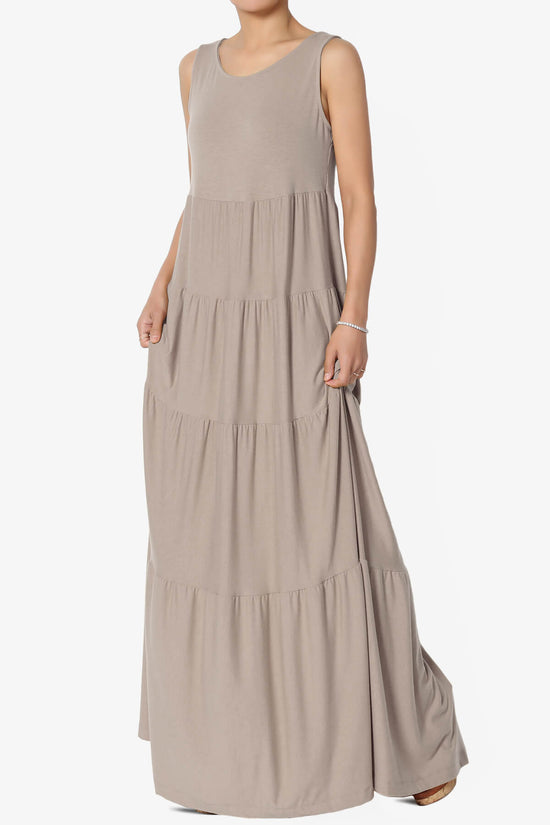 Macie Sleeveless Tiered Long Maxi Dress LIGHT MOCHA_3