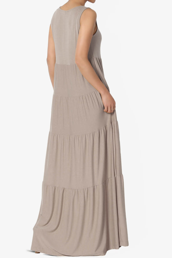 Macie Sleeveless Tiered Long Maxi Dress LIGHT MOCHA_4