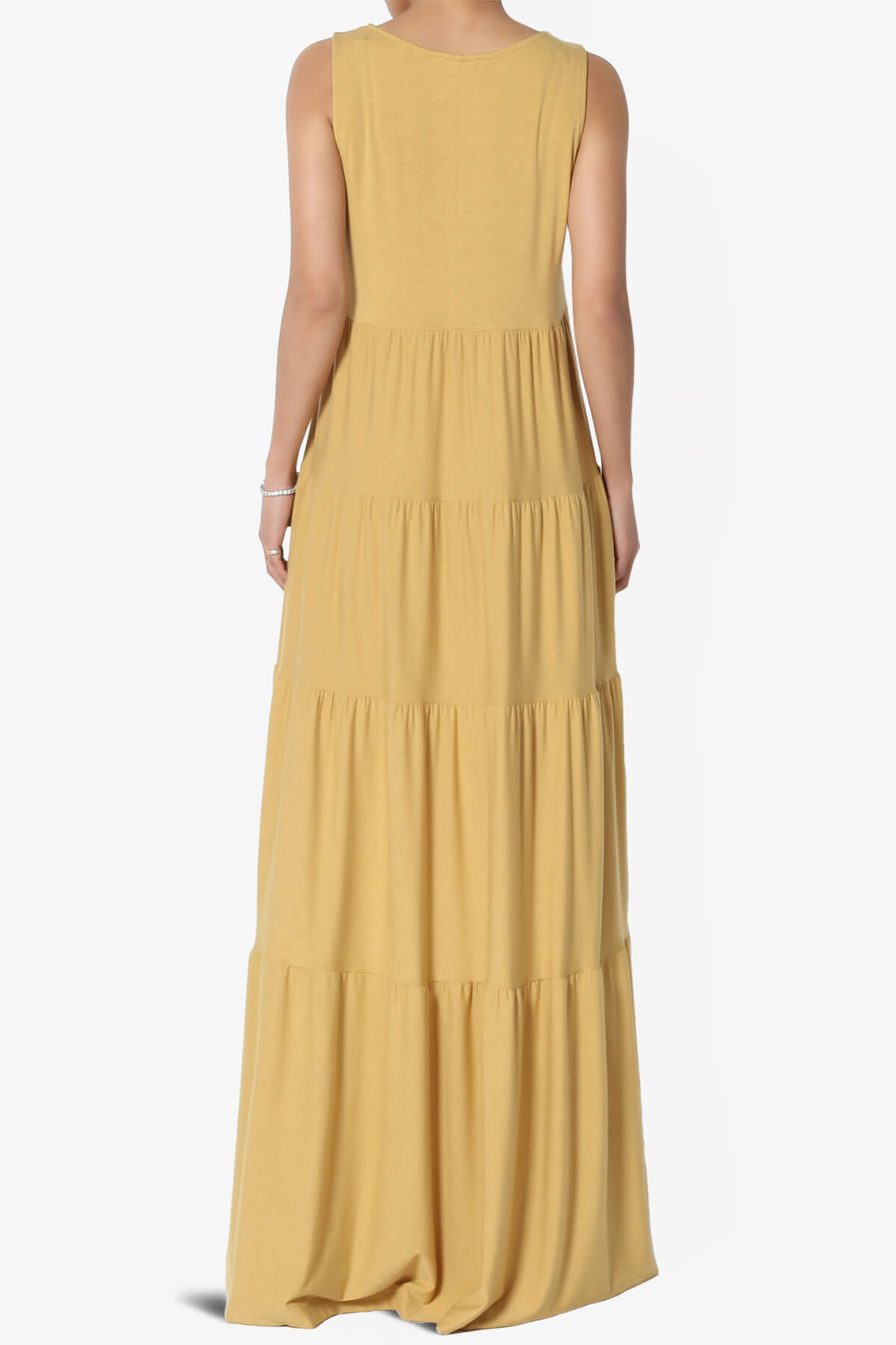 Macie Sleeveless Tiered Long Maxi Dress LIGHT MUSTARD_2