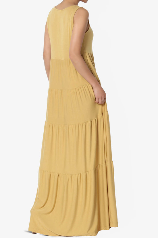 Macie Sleeveless Tiered Long Maxi Dress LIGHT MUSTARD_4