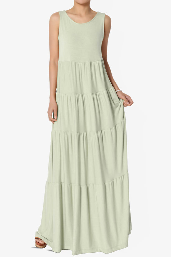 Macie Sleeveless Tiered Long Maxi Dress LIGHT SAGE_1