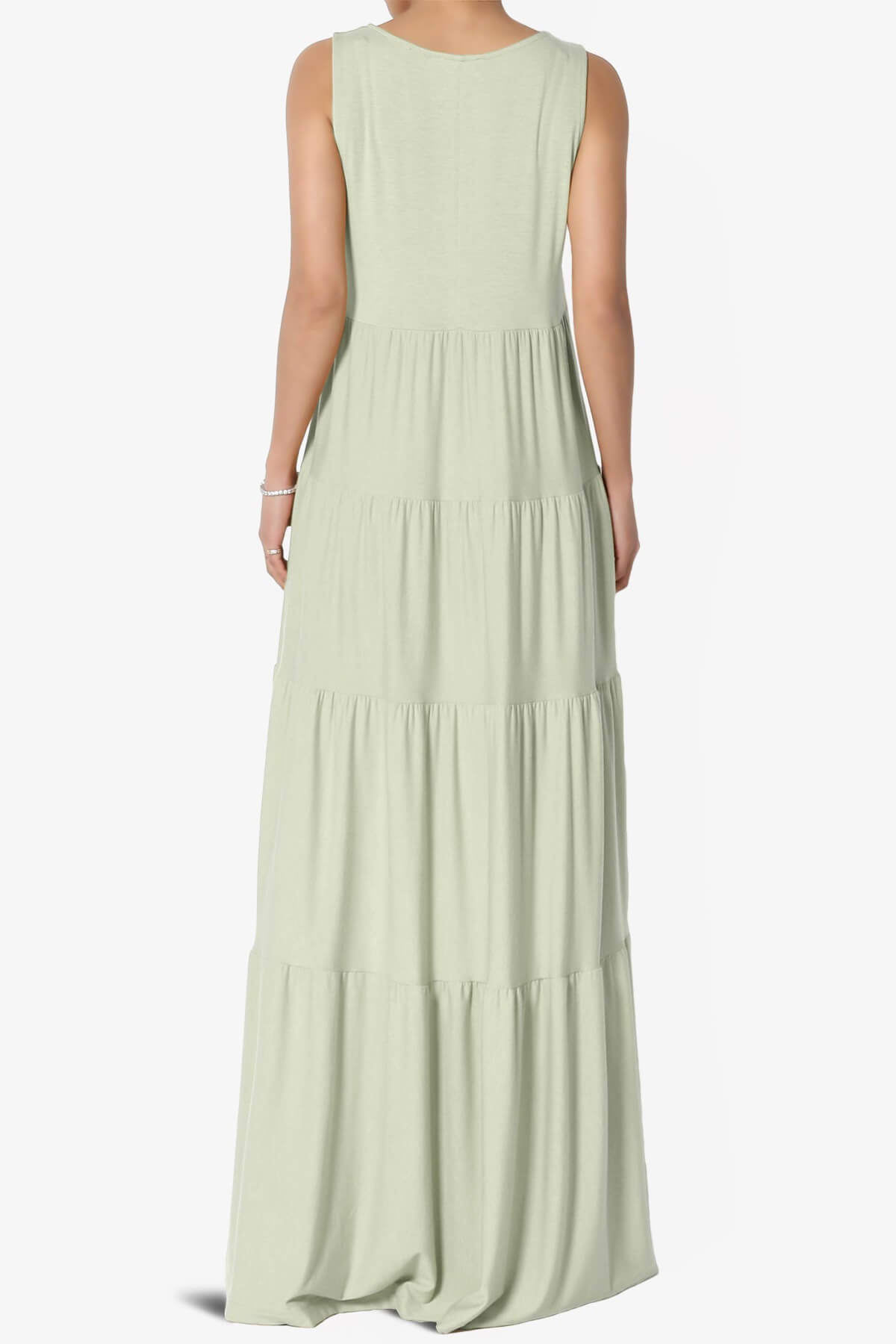 Macie Sleeveless Tiered Long Maxi Dress LIGHT SAGE_2