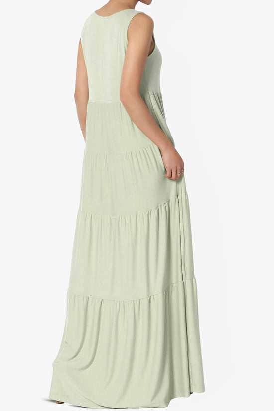 Macie Sleeveless Tiered Long Maxi Dress LIGHT SAGE_4