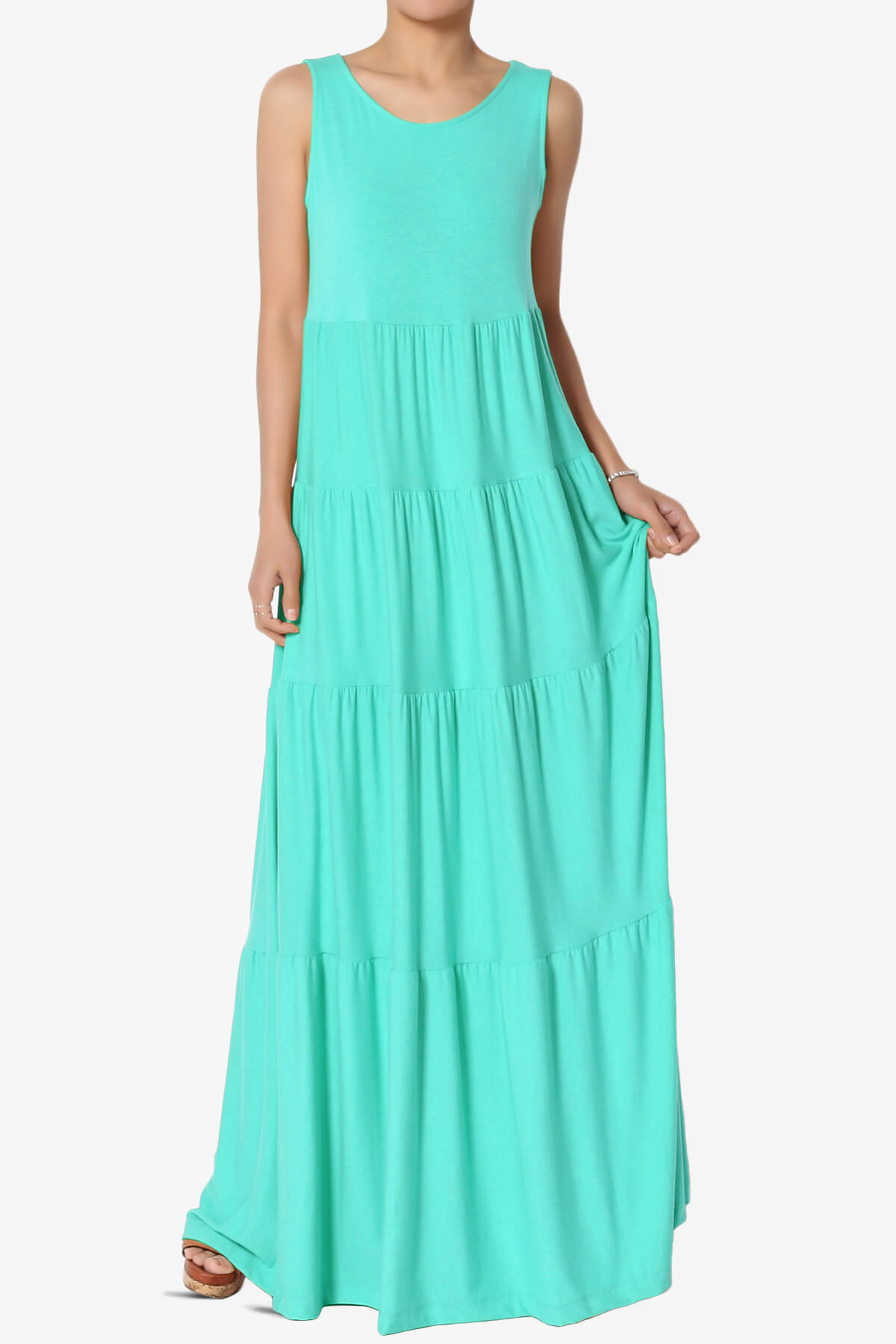 Macie Sleeveless Tiered Long Maxi Dress MINT_1