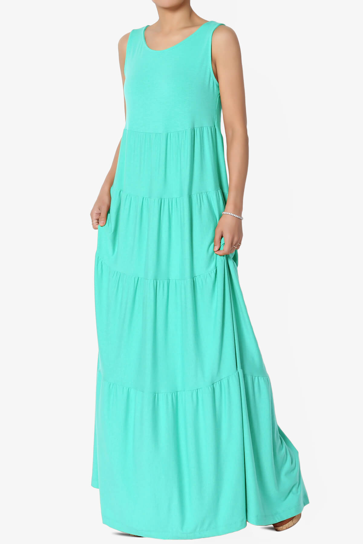 Macie Sleeveless Tiered Long Maxi Dress MINT_3