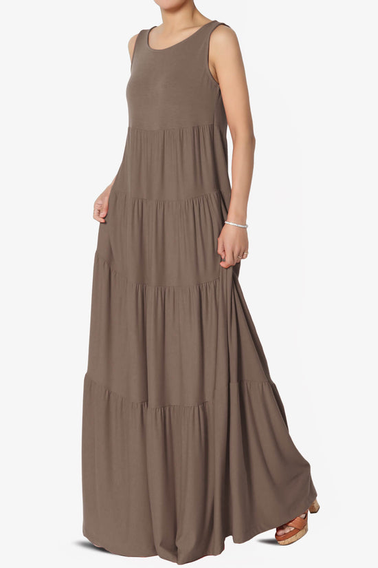 Macie Sleeveless Tiered Long Maxi Dress MOCHA_3