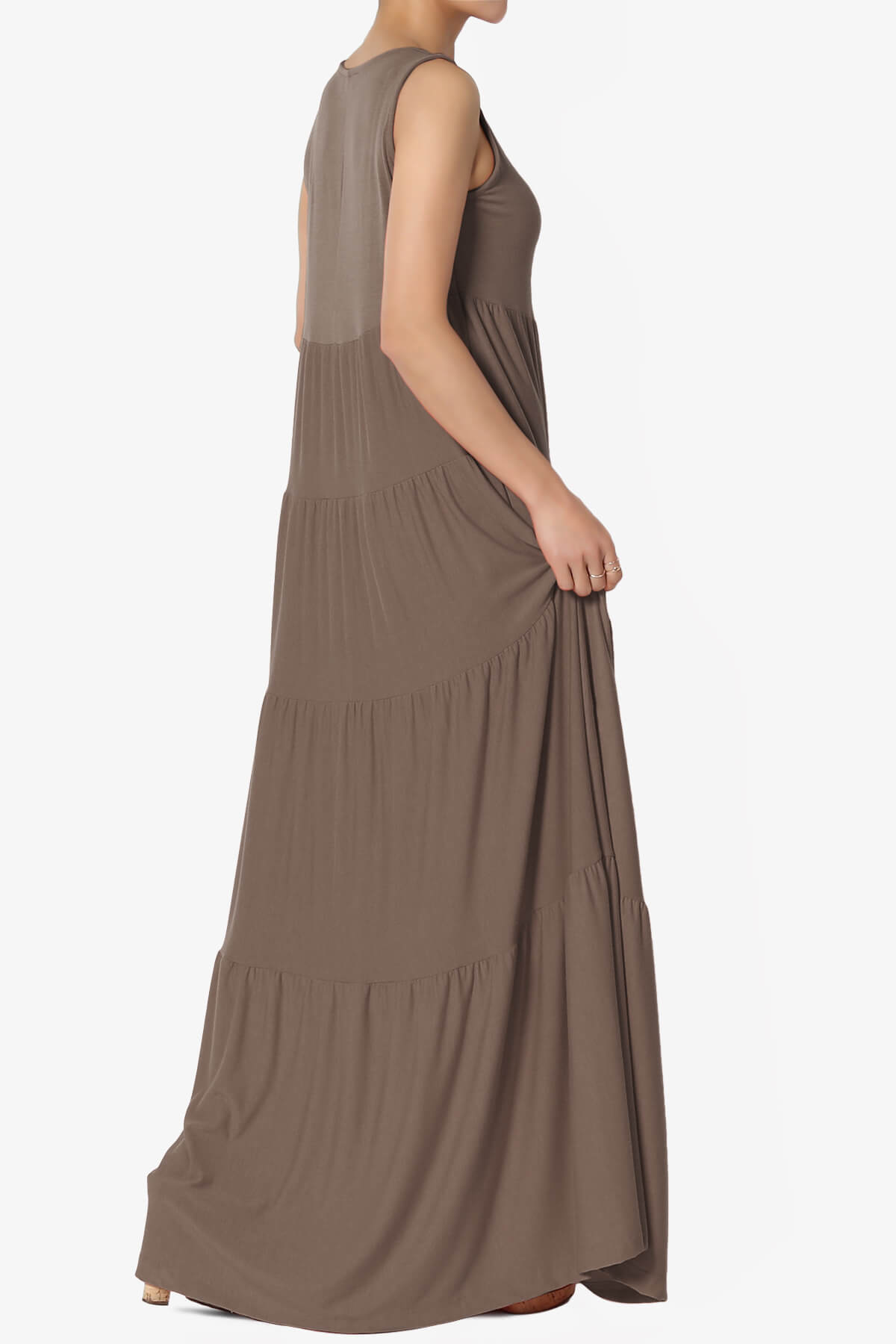 Macie Sleeveless Tiered Long Maxi Dress MOCHA_4