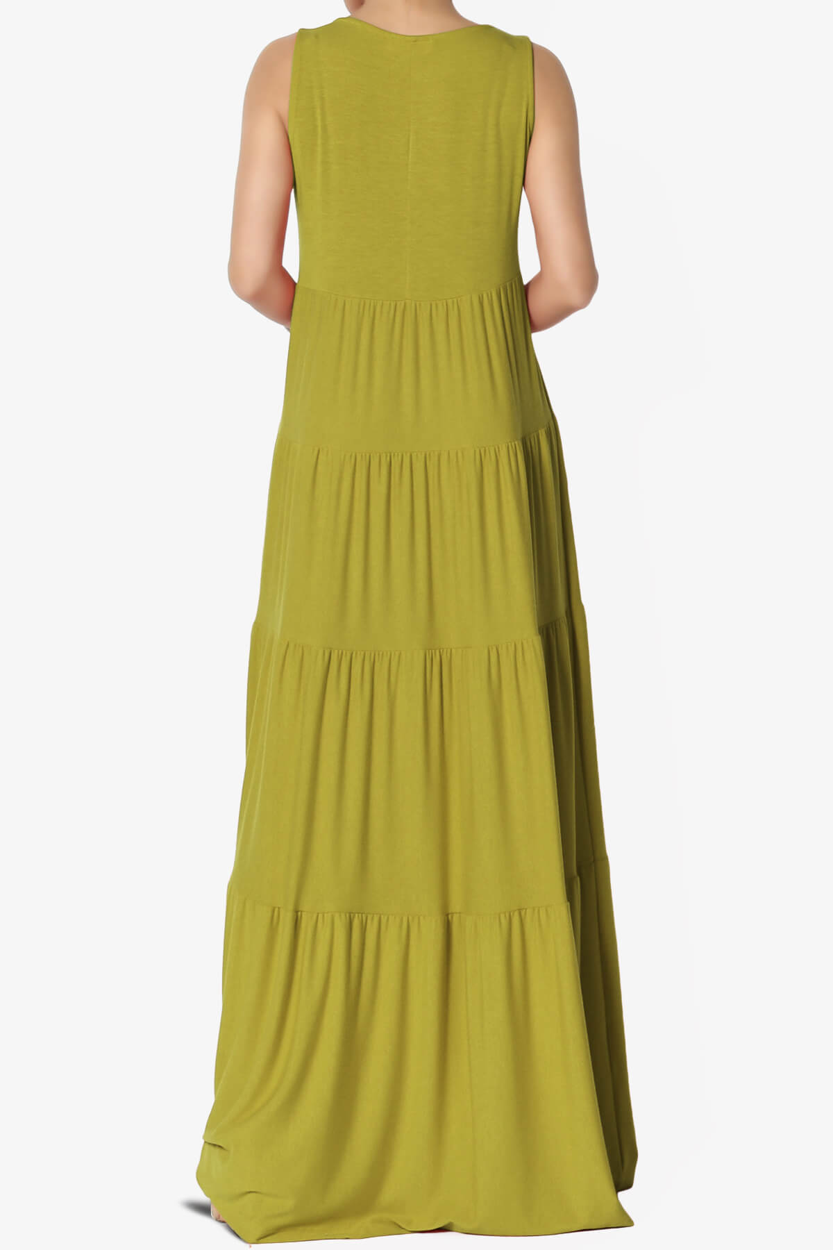 Macie Sleeveless Tiered Long Maxi Dress OLIVE MUSTARD_2