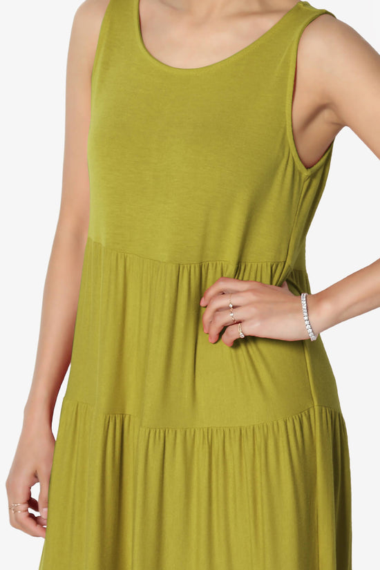 Macie Sleeveless Tiered Long Maxi Dress OLIVE MUSTARD_5