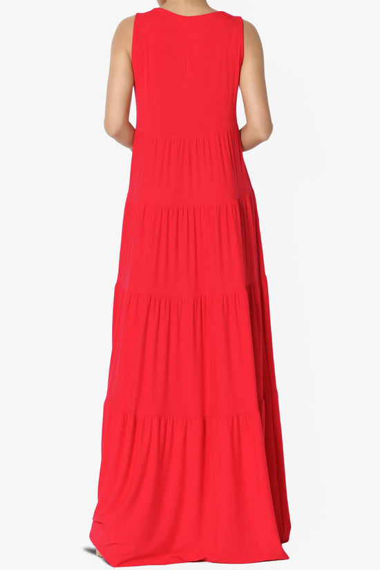 Macie Sleeveless Tiered Long Maxi Dress RED_2