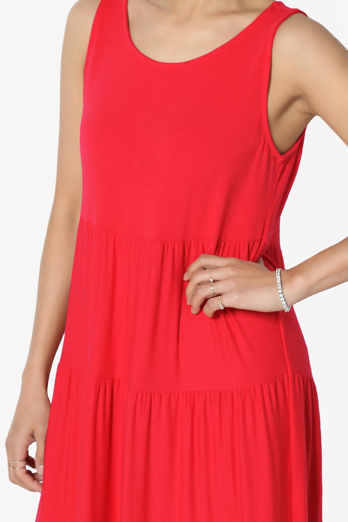 Macie Sleeveless Tiered Long Maxi Dress RED_5