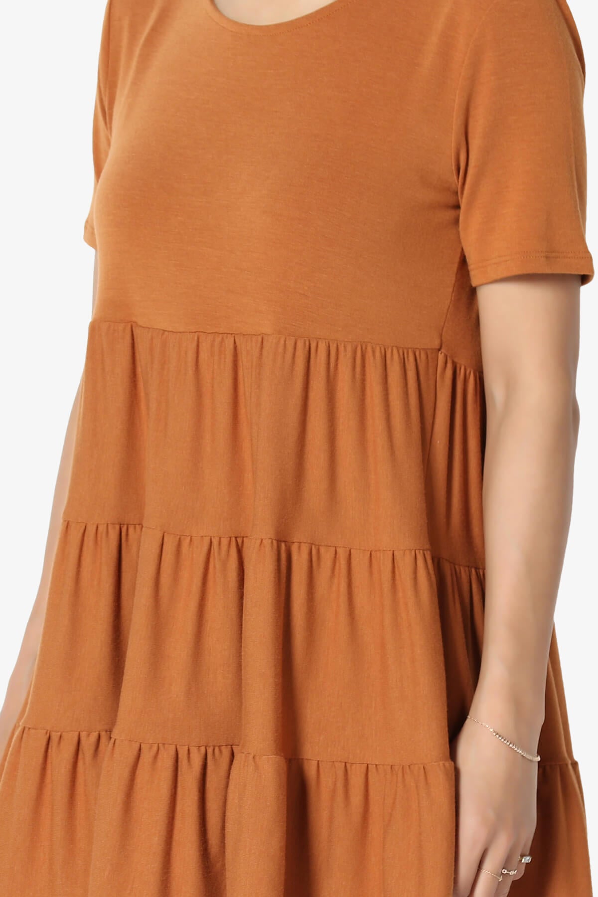 Maiika Short Sleeve Tiered Ruffle Tunic ALMOND_5