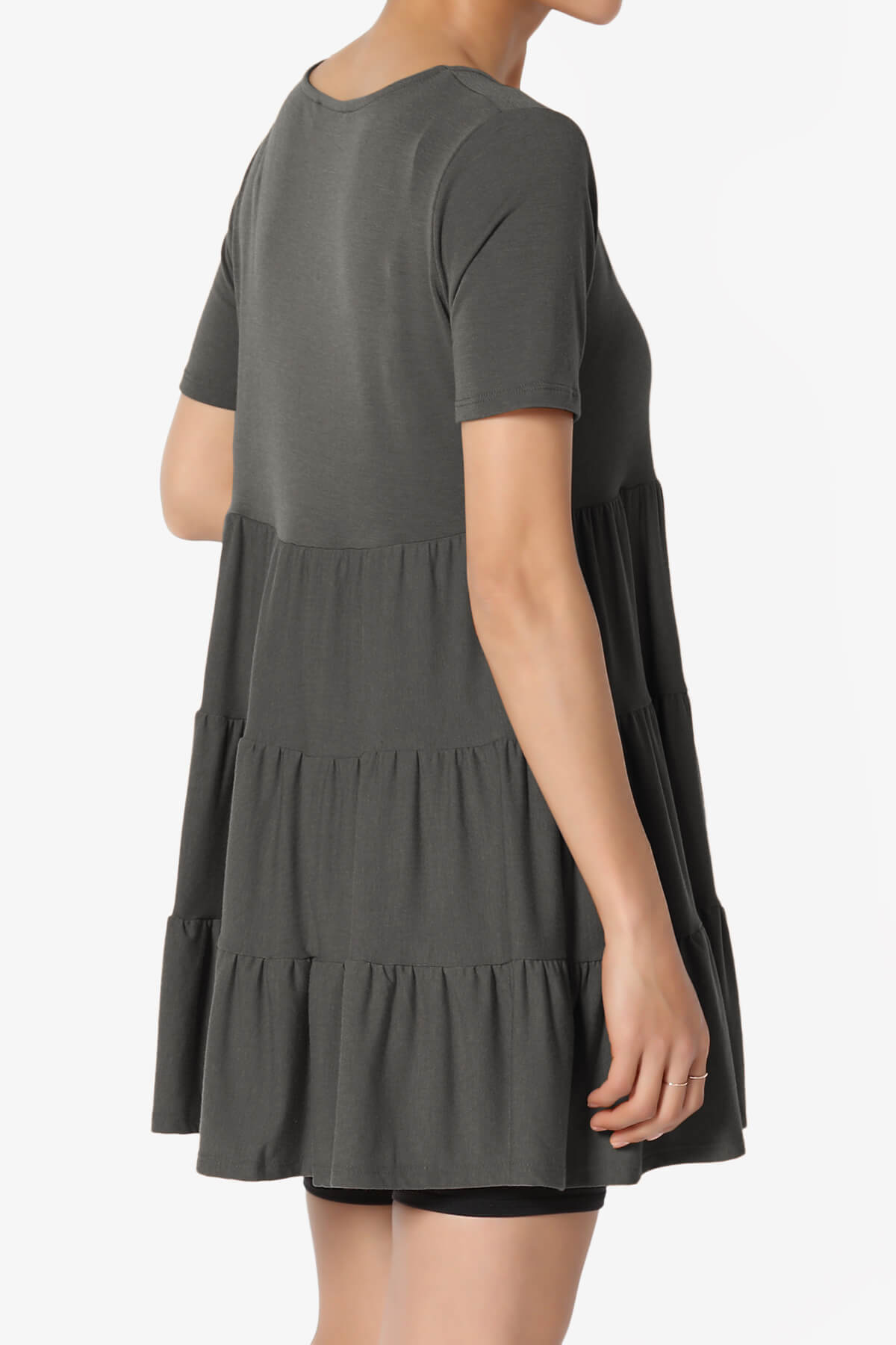 Maiika Short Sleeve Tiered Ruffle Tunic ASH GREY_4