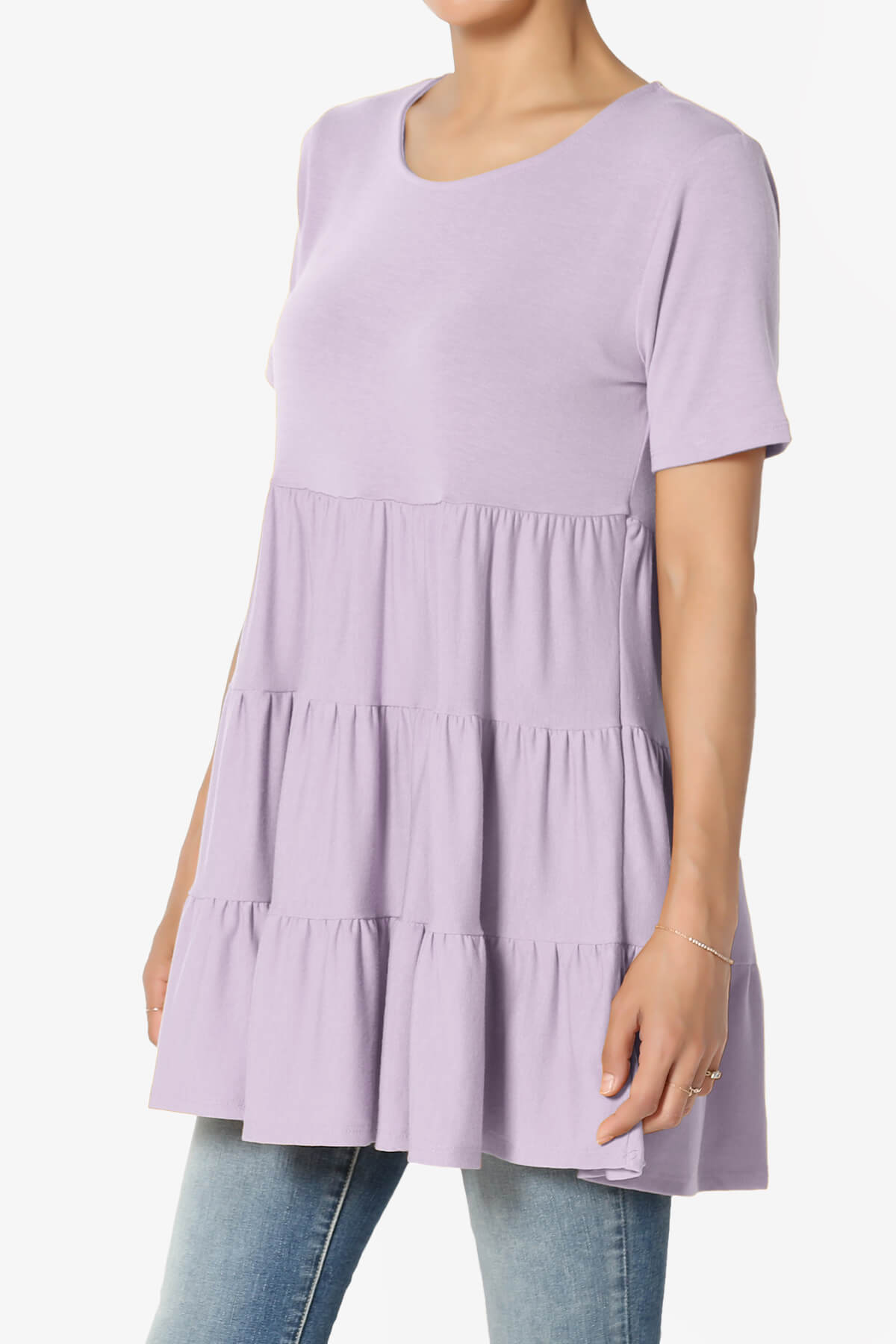 Maiika Short Sleeve Tiered Ruffle Tunic DUSTY LAVENDER_3