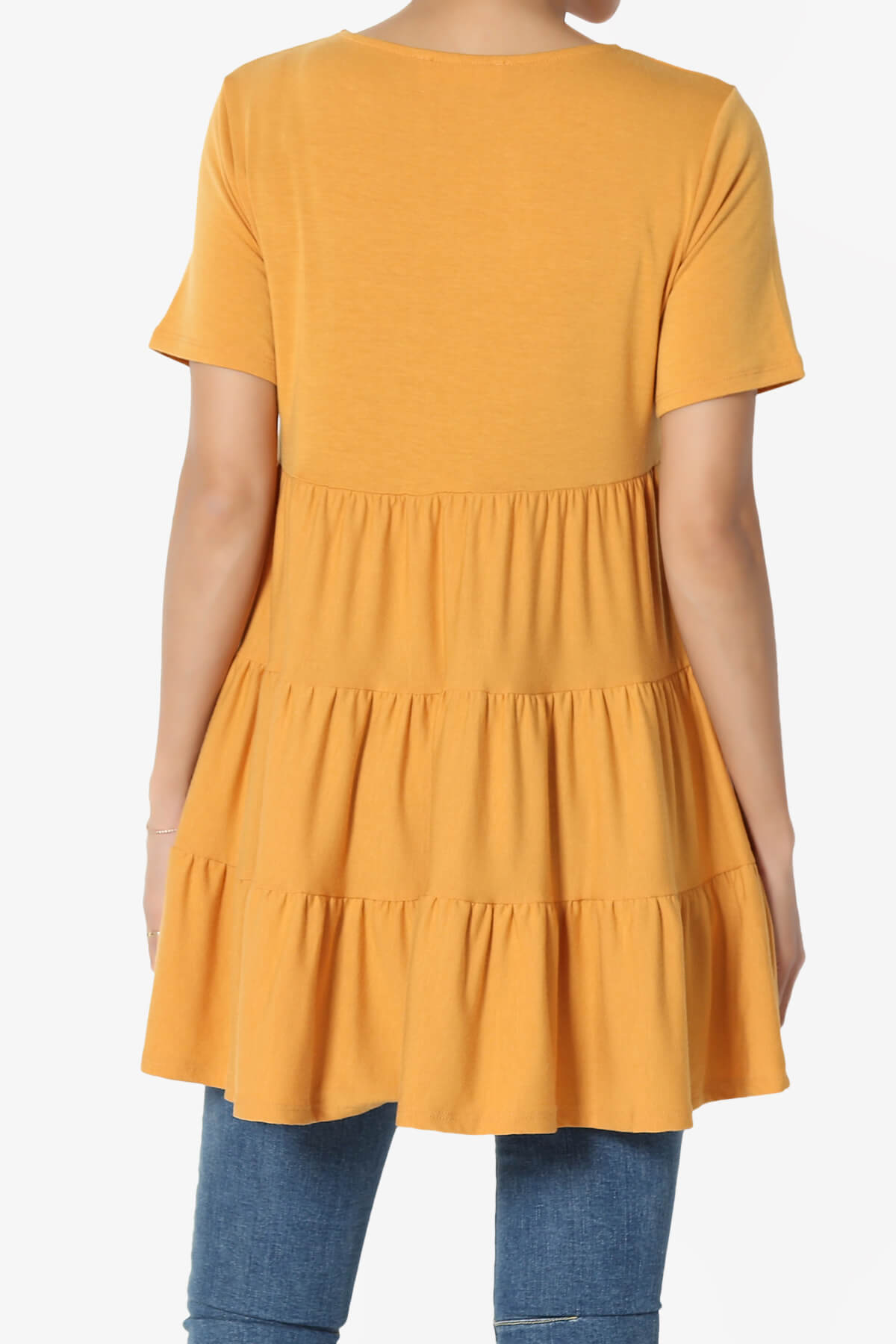 Maiika Short Sleeve Tiered Ruffle Tunic GOLDEN MUSTARD_2