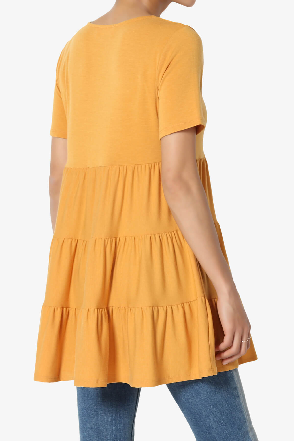 Maiika Short Sleeve Tiered Ruffle Tunic GOLDEN MUSTARD_4
