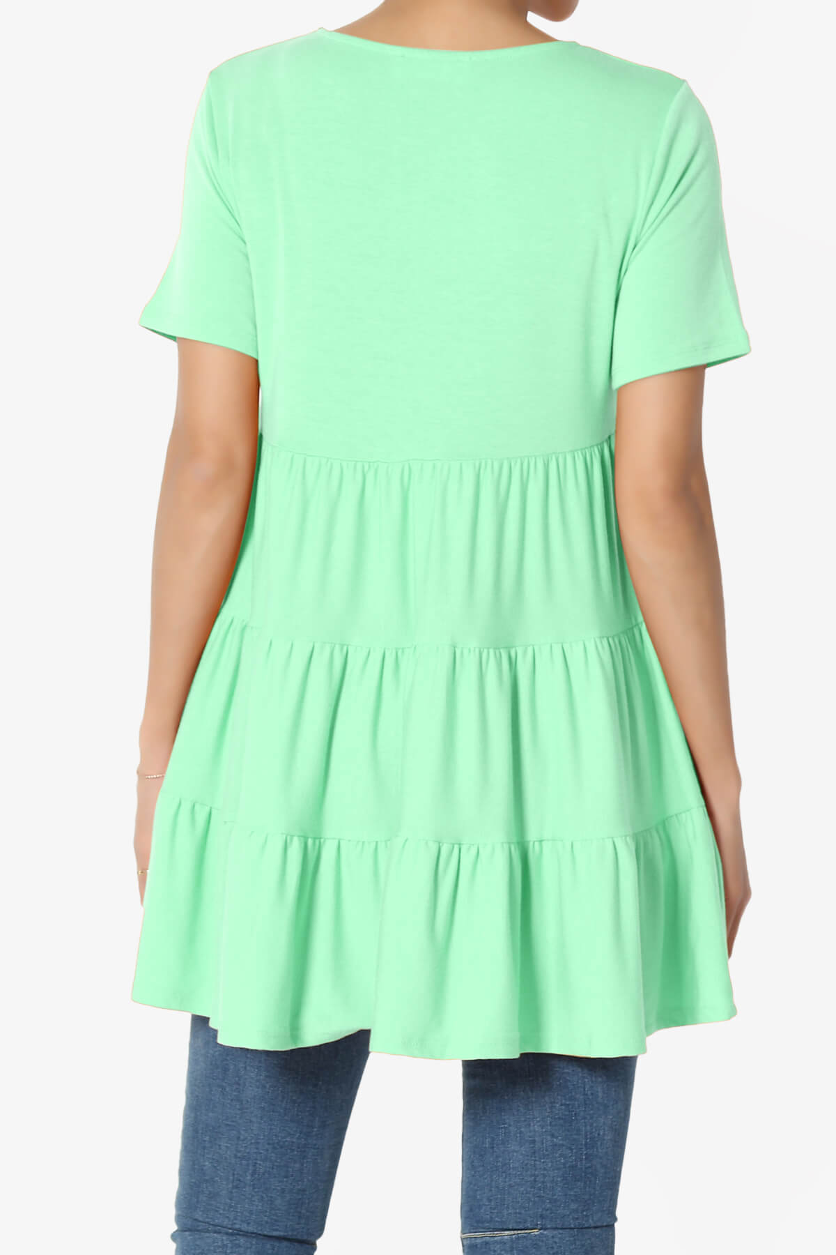 Maiika Short Sleeve Tiered Ruffle Tunic GREEN MINT_2