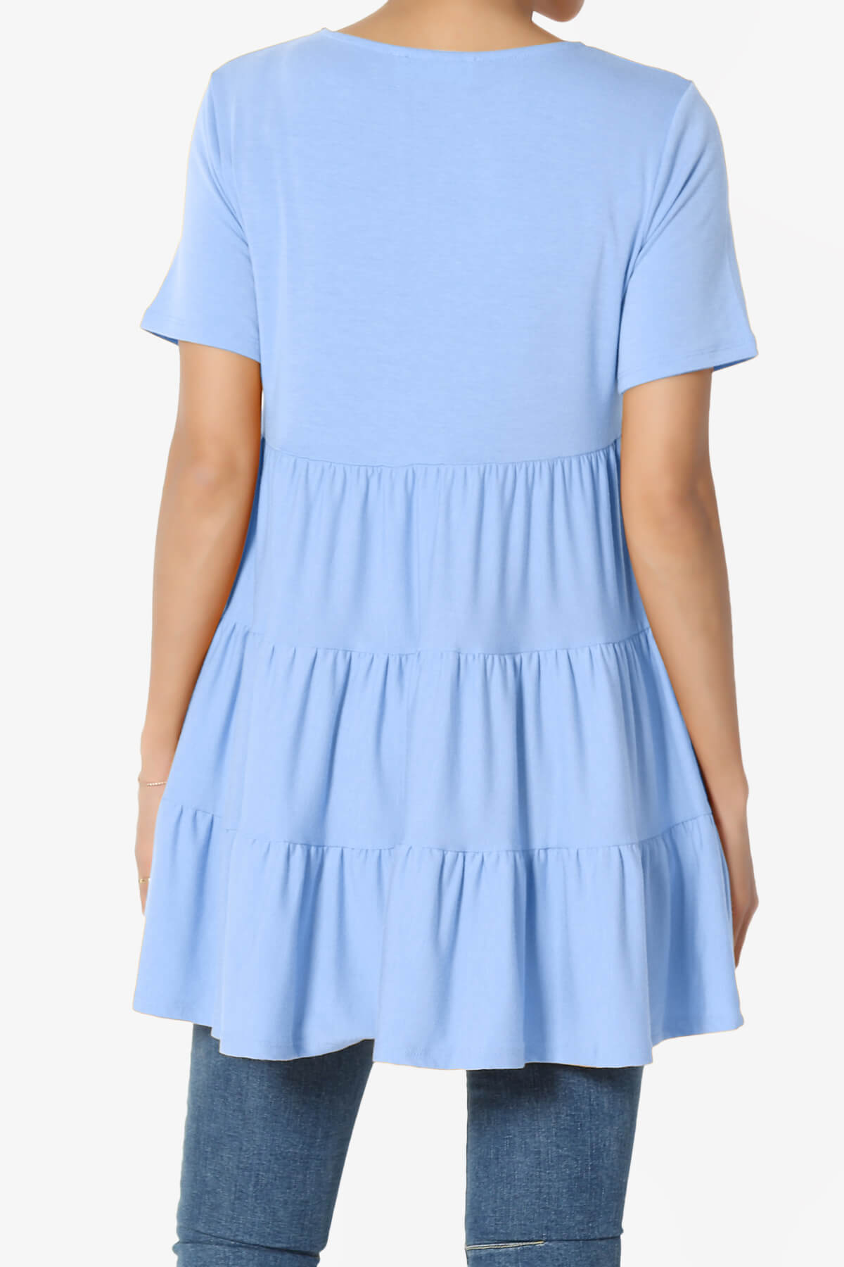 Maiika Short Sleeve Tiered Ruffle Tunic LIGHT BLUE_2