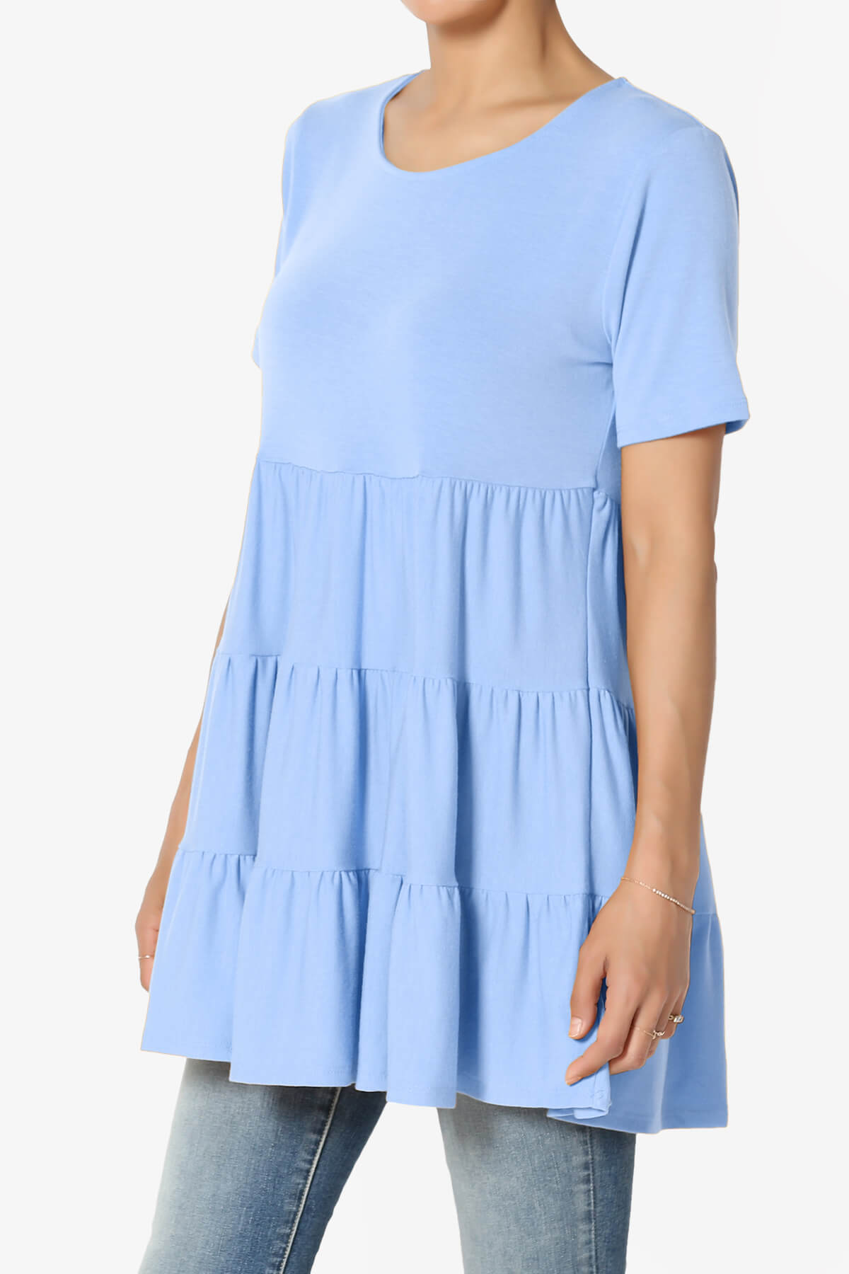 Maiika Short Sleeve Tiered Ruffle Tunic LIGHT BLUE_3