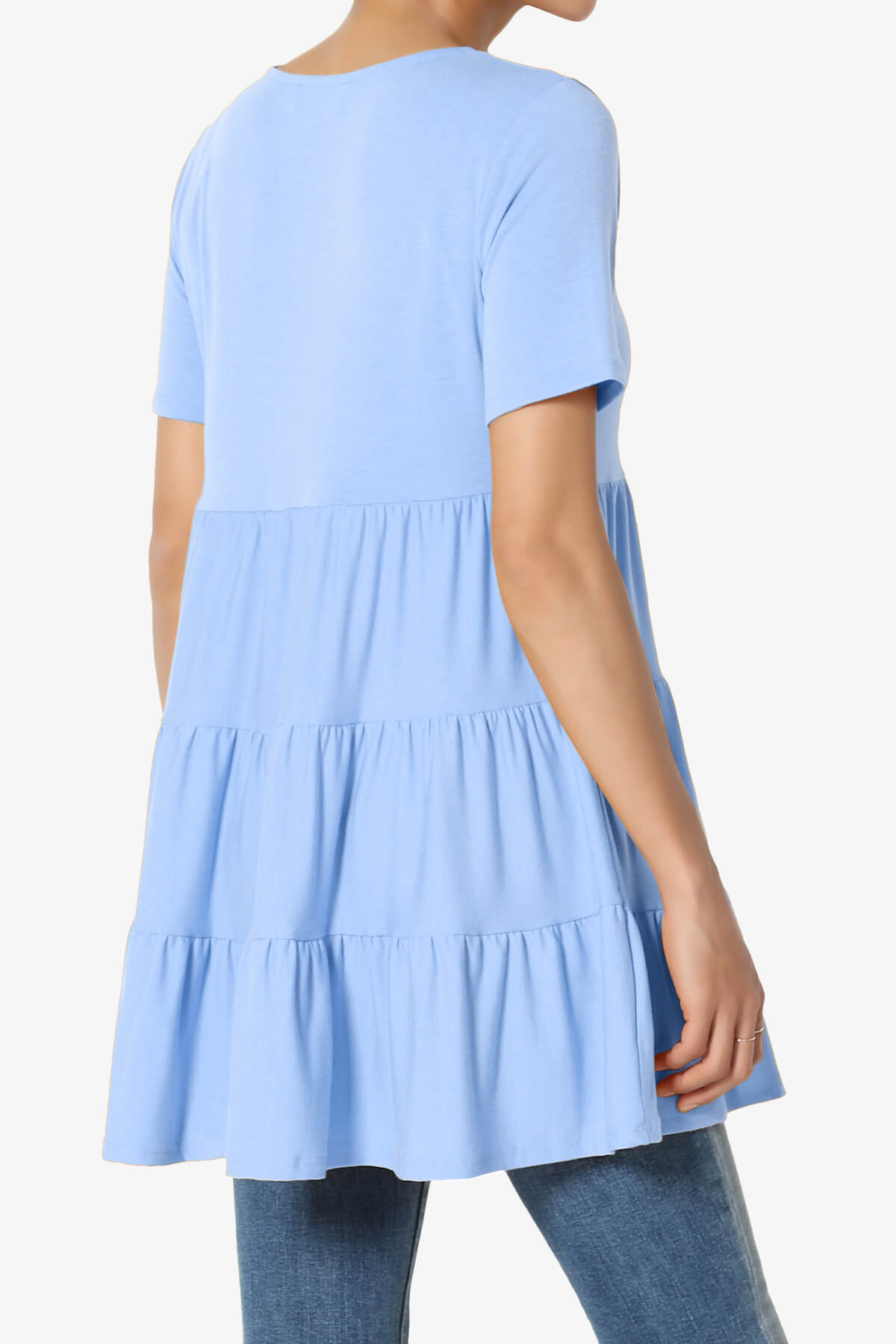Maiika Short Sleeve Tiered Ruffle Tunic LIGHT BLUE_4